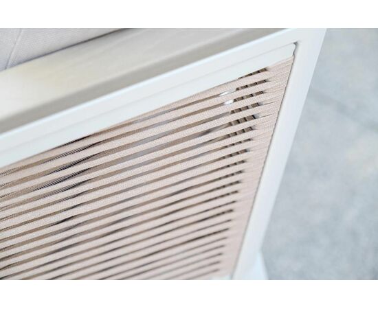 "Сан Ремо" кресло плетеное из роупа садовое, каркас алюминий белый, роуп бежевый, ткань бежевая, изображение 12 | Интернет магазин мебели и декора LifeDekor