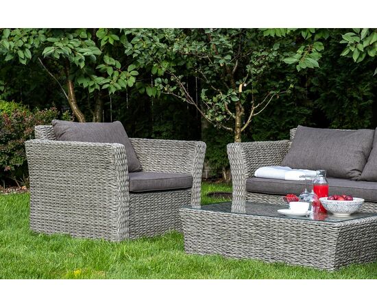 "Капучино Сингл" лаунж-зона из искусственного ротанга (гиацинт), цвет серый, изображение 3 | Интернет магазин мебели и декора LifeDekor