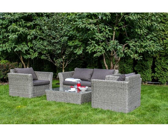 "Капучино Сингл" лаунж-зона из искусственного ротанга (гиацинт), цвет серый, изображение 4 | Интернет магазин мебели и декора LifeDekor