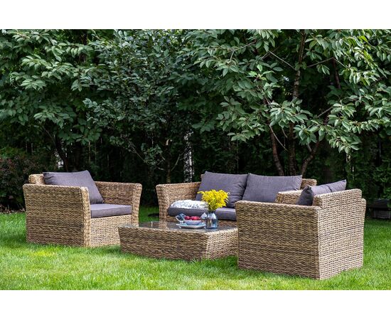 "Капучино Сингл" лаунж-зона из искусственного ротанга (гиацинт), цвет соломенный | Интернет магазин мебели и декора LifeDekor