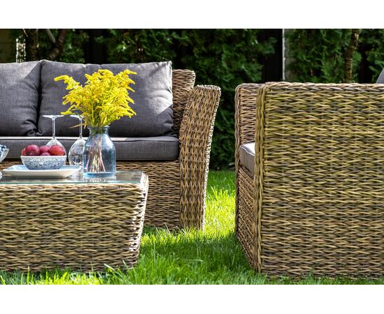 "Капучино Сингл" лаунж-зона из искусственного ротанга (гиацинт), цвет соломенный, изображение 5 | Интернет магазин мебели и декора LifeDekor