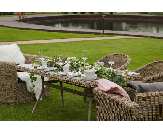 "Латте" плетеный стол из искусственного ротанга 160х90см, цвет соломенный, изображение 11 | Интернет магазин мебели и декора LifeDekor