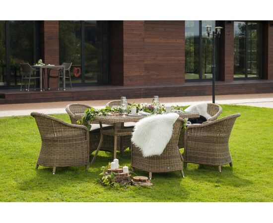 "Латте" плетеный стол из искусственного ротанга 160х90см, цвет соломенный, изображение 16 | Интернет магазин мебели и декора LifeDekor