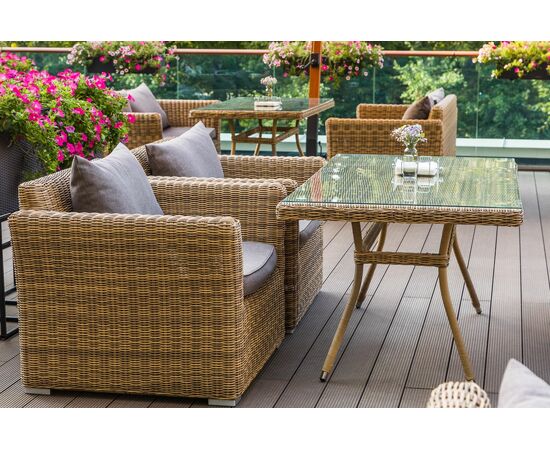 "Латте" плетеный стол из искусственного ротанга 160х90см, цвет соломенный, изображение 18 | Интернет магазин мебели и декора LifeDekor