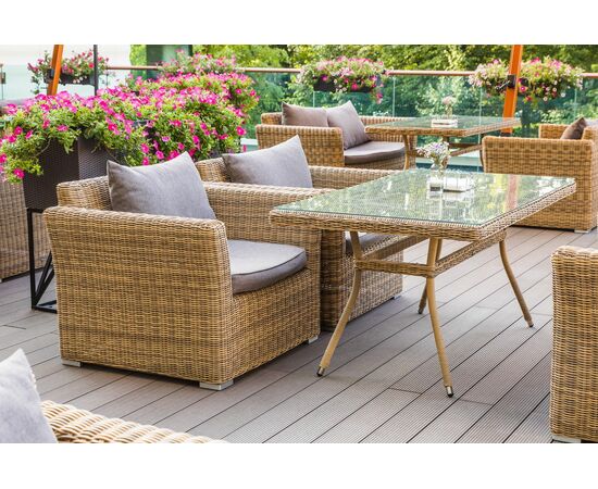 "Латте" плетеный стол из искусственного ротанга 160х90см, цвет соломенный, изображение 19 | Интернет магазин мебели и декора LifeDekor