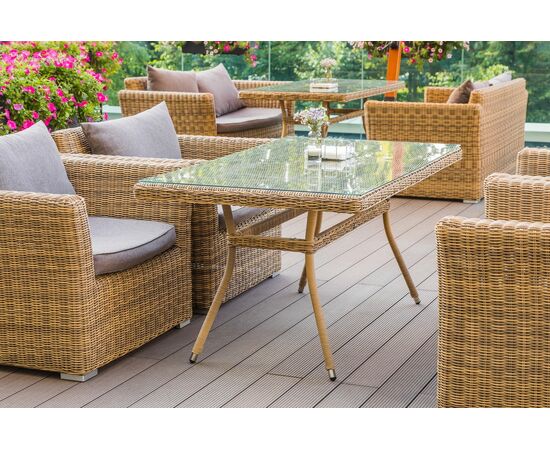 "Латте" плетеный стол из искусственного ротанга 160х90см, цвет соломенный, изображение 20 | Интернет магазин мебели и декора LifeDekor