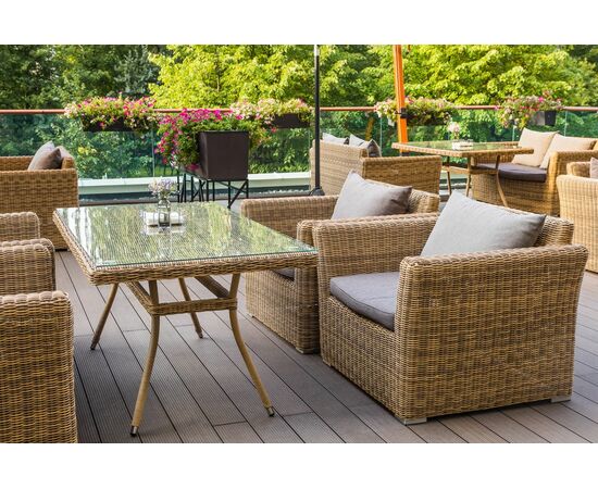 "Латте" плетеный стол из искусственного ротанга 160х90см, цвет соломенный, изображение 21 | Интернет магазин мебели и декора LifeDekor