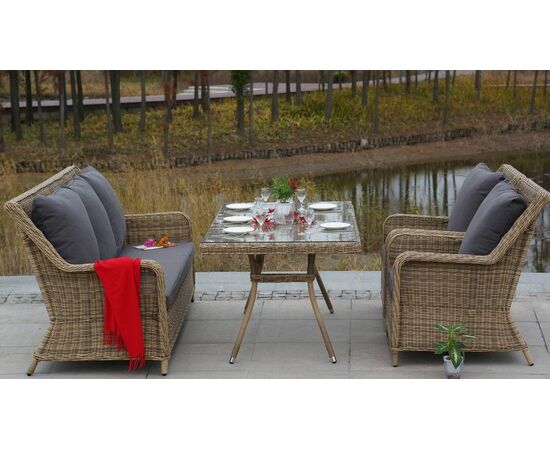 "Латте" плетеный стол из искусственного ротанга 160х90см, цвет соломенный, изображение 28 | Интернет магазин мебели и декора LifeDekor