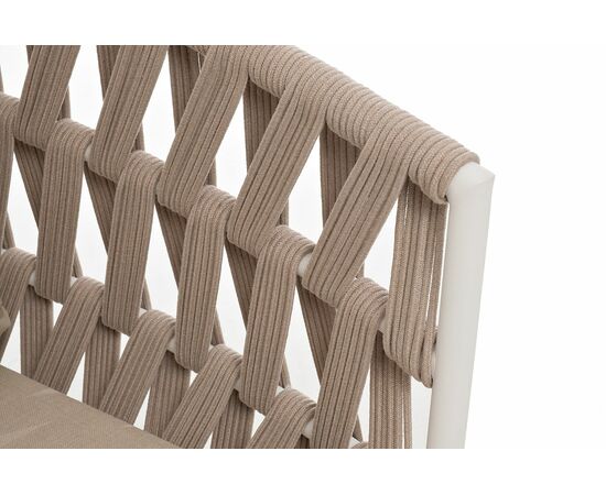 "Диего" диван 2-местный плетеный из роупа, каркас алюминий белый муар, роуп бежевый круглый, ткань бежевая 052, изображение 6 | Интернет магазин мебели и декора LifeDekor