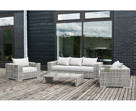 "Тито" лаунж-зона из искусственного ротанга, цвет серый, изображение 2 | Интернет магазин мебели и декора LifeDekor