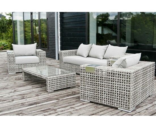 "Тито" лаунж-зона из искусственного ротанга, цвет серый, изображение 3 | Интернет магазин мебели и декора LifeDekor