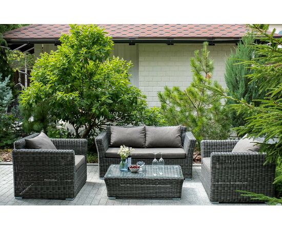 "Капучино" диван из искусственного ротанга двухместный, цвет графит, изображение 7 | Интернет магазин мебели и декора LifeDekor