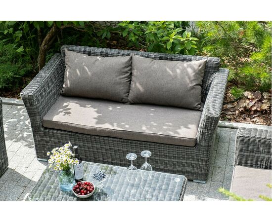"Капучино" диван из искусственного ротанга двухместный, цвет графит, изображение 8 | Интернет магазин мебели и декора LifeDekor