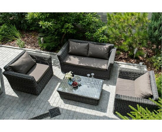 "Капучино" диван из искусственного ротанга двухместный, цвет графит, изображение 9 | Интернет магазин мебели и декора LifeDekor