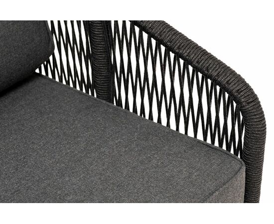 "Канны" кресло плетеное из роупа, каркас алюминий темно-серый (RAL7024) муар, роуп темно-серый круглый, ткань темно-серая 027, изображение 4 | Интернет магазин мебели и декора LifeDekor
