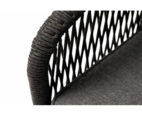 "Канны" кресло плетеное из роупа, каркас алюминий темно-серый (RAL7024) муар, роуп темно-серый круглый, ткань темно-серая 027, изображение 6 | Интернет магазин мебели и декора LifeDekor