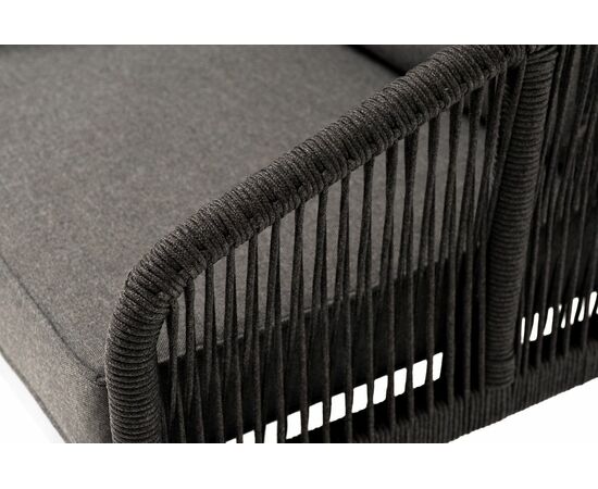 "Канны" кресло плетеное из роупа, каркас алюминий темно-серый (RAL7024) муар, роуп темно-серый круглый, ткань темно-серая 027, изображение 7 | Интернет магазин мебели и декора LifeDekor