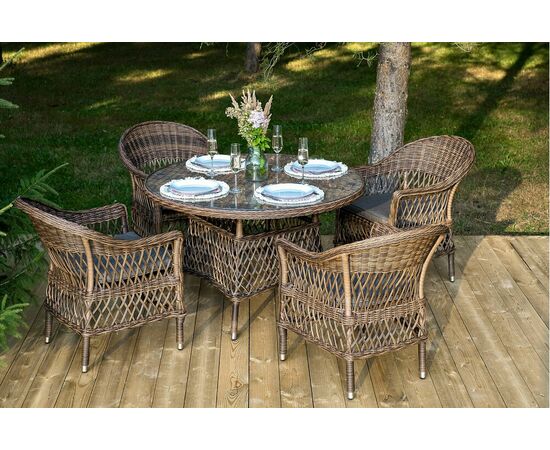 "Дольче" обеденная группа из искусственного ротанга, цвет коричневый | Интернет магазин мебели и декора LifeDekor