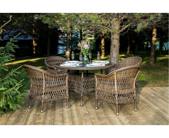 "Дольче" обеденная группа из искусственного ротанга, цвет коричневый, изображение 2 | Интернет магазин мебели и декора LifeDekor