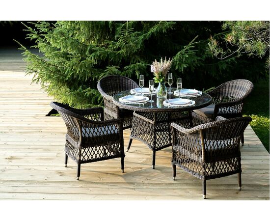 "Дольче" обеденная группа из искусственного ротанга, цвет коричневый, изображение 3 | Интернет магазин мебели и декора LifeDekor