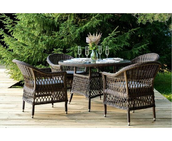 "Дольче" обеденная группа из искусственного ротанга, цвет коричневый, изображение 4 | Интернет магазин мебели и декора LifeDekor