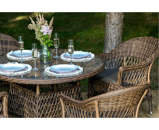 "Дольче" обеденная группа из искусственного ротанга, цвет коричневый, изображение 6 | Интернет магазин мебели и декора LifeDekor