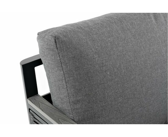 "Сан Ремо" кресло плетеное из роупа садовое, каркас алюминий темно-серый, роуп серый, ткань серая, изображение 4 | Интернет магазин мебели и декора LifeDekor