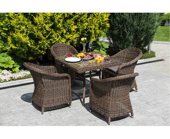 "Фредо" обеденная группа из искусственного ротанга, цвет коричневый | Интернет магазин мебели и декора LifeDekor