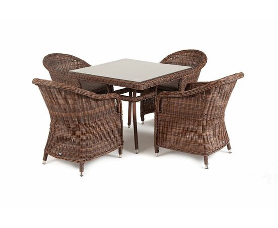 "Фредо" обеденная группа из искусственного ротанга, цвет коричневый, изображение 3 | Интернет магазин мебели и декора LifeDekor