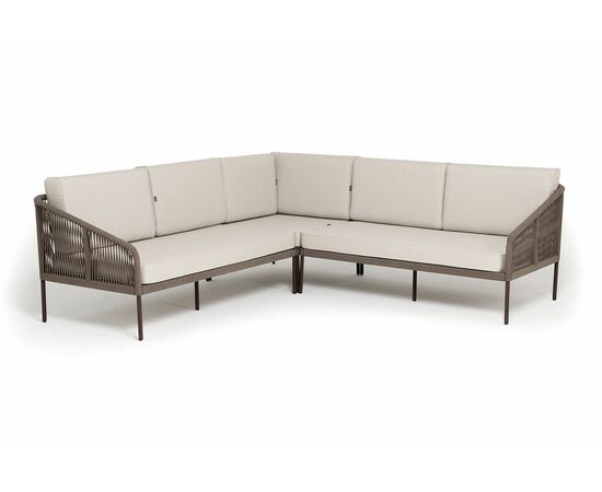 "Канны" диван модульный плетеный из роупа, каркас алюминий темно-серый (RAL7024), роуп темно-серый круглый, ткань темно-серая, изображение 2 | Интернет магазин мебели и декора LifeDekor