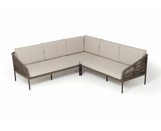 "Канны" диван модульный плетеный из роупа, каркас алюминий темно-серый (RAL7024), роуп темно-серый круглый, ткань темно-серая, изображение 3 | Интернет магазин мебели и декора LifeDekor