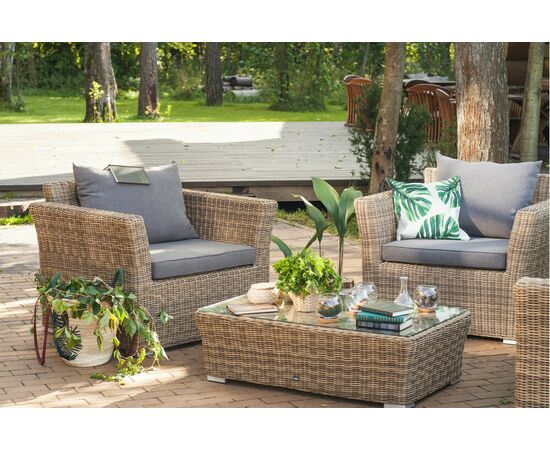 "Капучино" журнальный столик из искусственного ротанга, цвет соломенный, изображение 10 | Интернет магазин мебели и декора LifeDekor