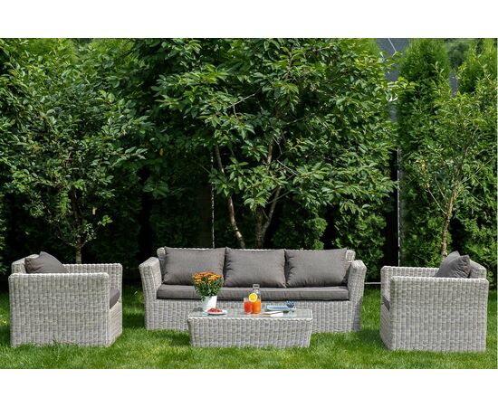 "Капучино" лаунж-зона из искусственного ротанга, цвет бежевый, изображение 3 | Интернет магазин мебели и декора LifeDekor