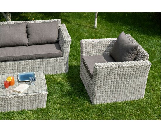 "Капучино" лаунж-зона из искусственного ротанга, цвет бежевый, изображение 7 | Интернет магазин мебели и декора LifeDekor