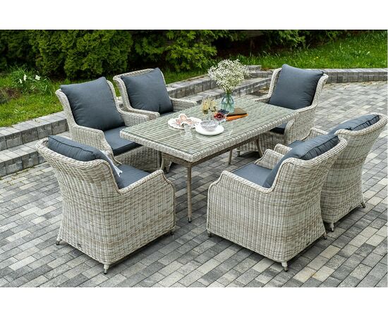 "Неаполь" обеденная группа плетеная из искусственного ротанга, цвет соломенный | Интернет магазин мебели и декора LifeDekor