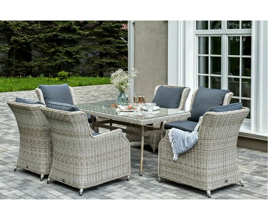 "Неаполь" обеденная группа плетеная из искусственного ротанга, цвет соломенный, изображение 2 | Интернет магазин мебели и декора LifeDekor