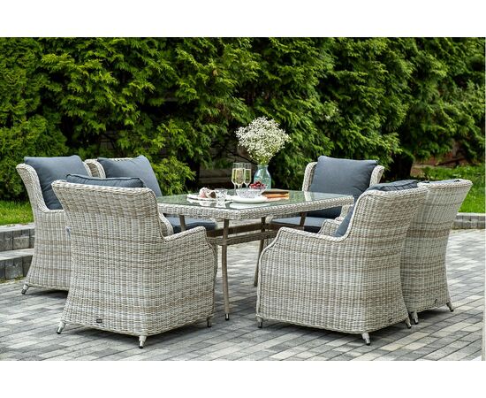 "Неаполь" обеденная группа плетеная из искусственного ротанга, цвет соломенный, изображение 3 | Интернет магазин мебели и декора LifeDekor