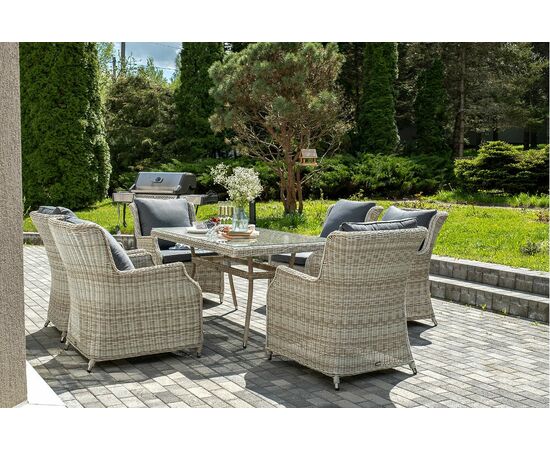 "Неаполь" обеденная группа плетеная из искусственного ротанга, цвет соломенный, изображение 4 | Интернет магазин мебели и декора LifeDekor