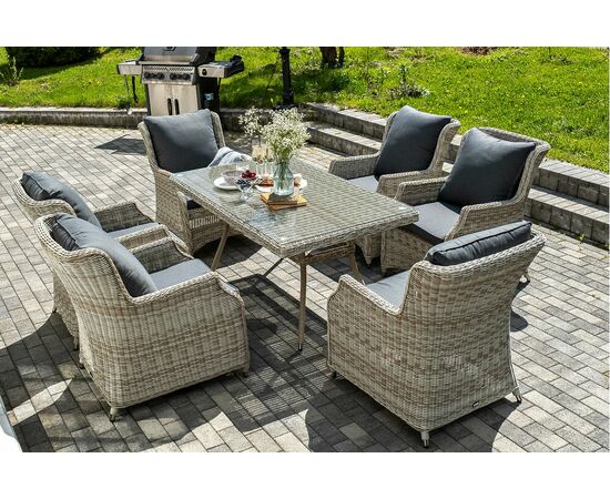 "Неаполь" обеденная группа плетеная из искусственного ротанга, цвет соломенный, изображение 6 | Интернет магазин мебели и декора LifeDekor