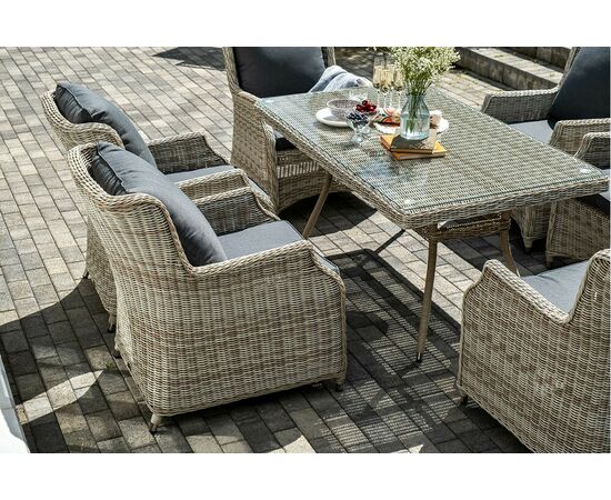 "Неаполь" обеденная группа плетеная из искусственного ротанга, цвет соломенный, изображение 7 | Интернет магазин мебели и декора LifeDekor