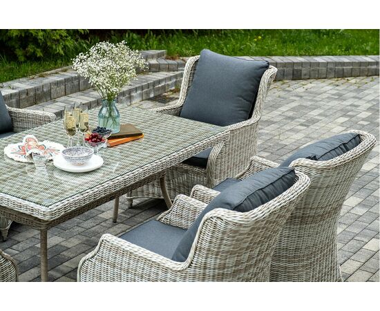 "Неаполь" обеденная группа плетеная из искусственного ротанга, цвет соломенный, изображение 9 | Интернет магазин мебели и декора LifeDekor