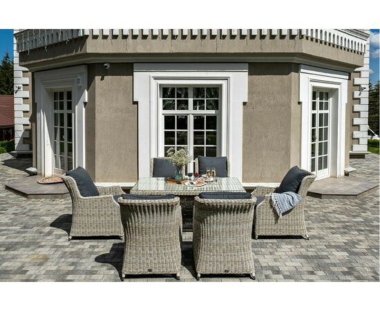 "Неаполь" обеденная группа плетеная из искусственного ротанга, цвет соломенный, изображение 11 | Интернет магазин мебели и декора LifeDekor