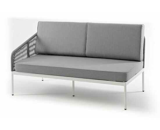 "Канны" правый модуль плетеный из роупа, каркас алюминий светло-серый (RAL7035) шагрень, роуп серый круглый, ткань серая 017 | Интернет магазин мебели и декора LifeDekor