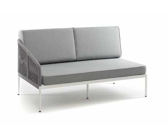 "Канны" правый модуль плетеный из роупа, каркас алюминий светло-серый (RAL7035) шагрень, роуп серый круглый, ткань серая 017, изображение 3 | Интернет магазин мебели и декора LifeDekor