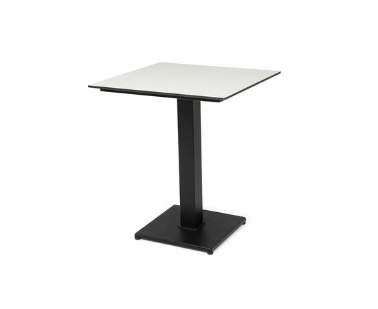 "Каффе" интерьерный стол из HPL квадратный 75х75см, цвет молочный, подстолье черное чугун | Интернет магазин мебели и декора LifeDekor