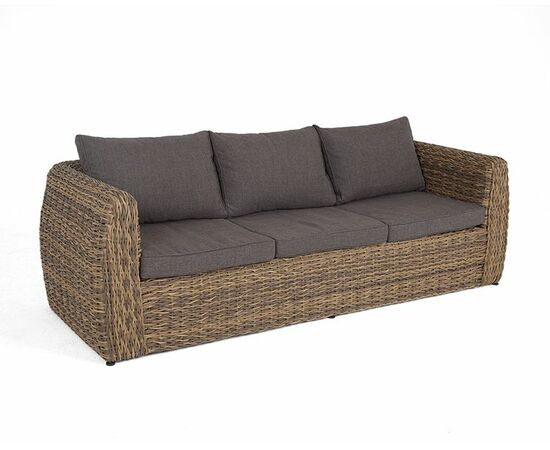 "Кальяри" диван из искусственного ротанга (гиацинт) трехместный, цвет соломенный, изображение 4 | Интернет магазин мебели и декора LifeDekor