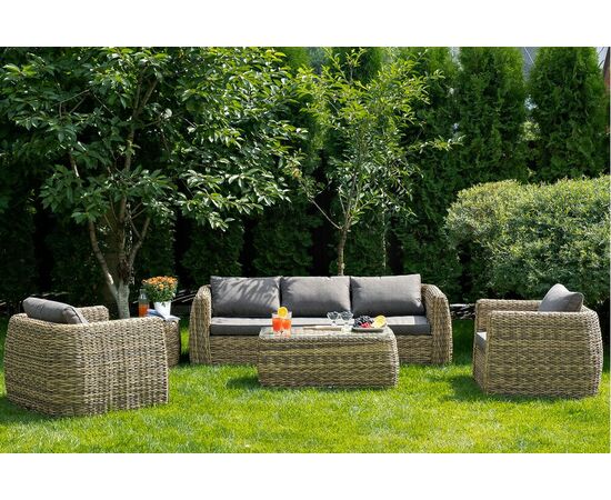 "Кальяри" диван из искусственного ротанга (гиацинт) трехместный, цвет соломенный, изображение 7 | Интернет магазин мебели и декора LifeDekor