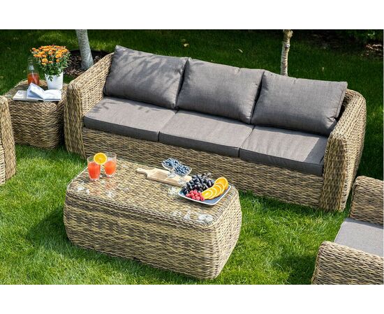 "Кальяри" диван из искусственного ротанга (гиацинт) трехместный, цвет соломенный, изображение 8 | Интернет магазин мебели и декора LifeDekor