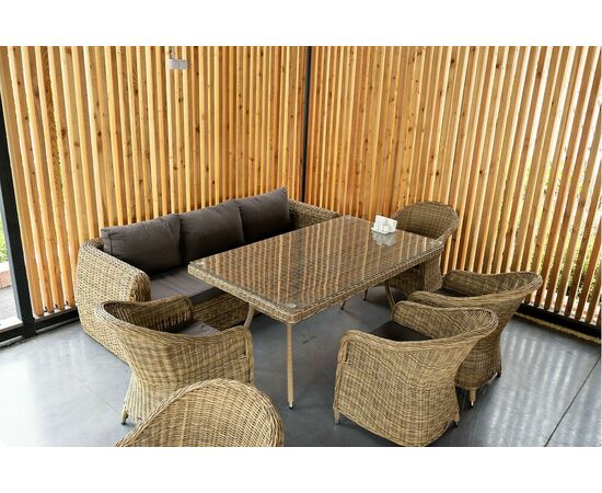 "Кальяри" диван из искусственного ротанга (гиацинт) трехместный, цвет соломенный, изображение 15 | Интернет магазин мебели и декора LifeDekor