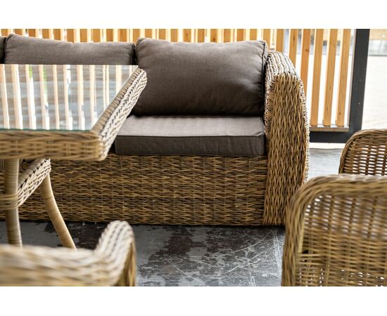 "Кальяри" диван из искусственного ротанга (гиацинт) трехместный, цвет соломенный, изображение 17 | Интернет магазин мебели и декора LifeDekor